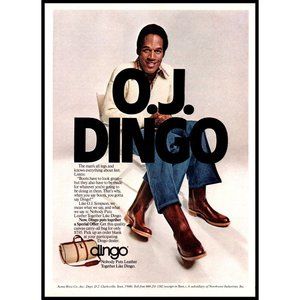 1978 Dingo Boots OJ Simpson Blue Jeans Third Leg Vintage Print Ad Wall Art Photo